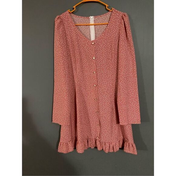 Shein Long Sleeve Dress With Zip Back And Fake Front Buttons Size Large - Picture 1 of 4